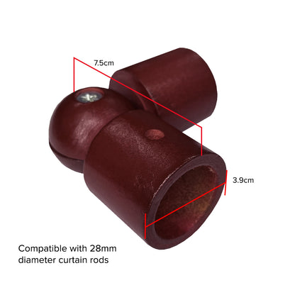 Cassedy Wooden Curtain Rod L-Shape Connector - Dark Merlot