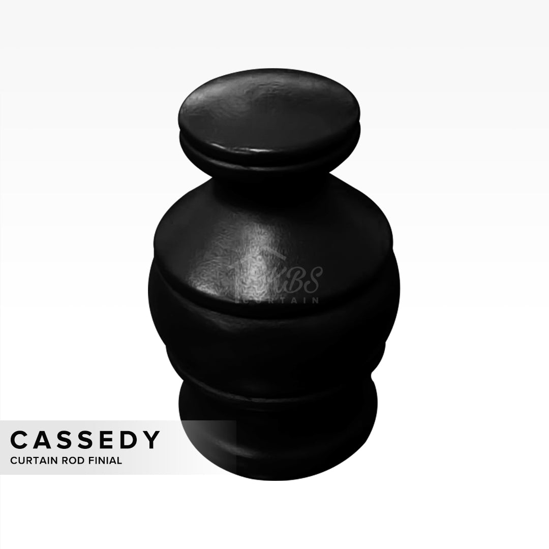Cassedy Wooden Curtain Rod End Cap - Ebony Black