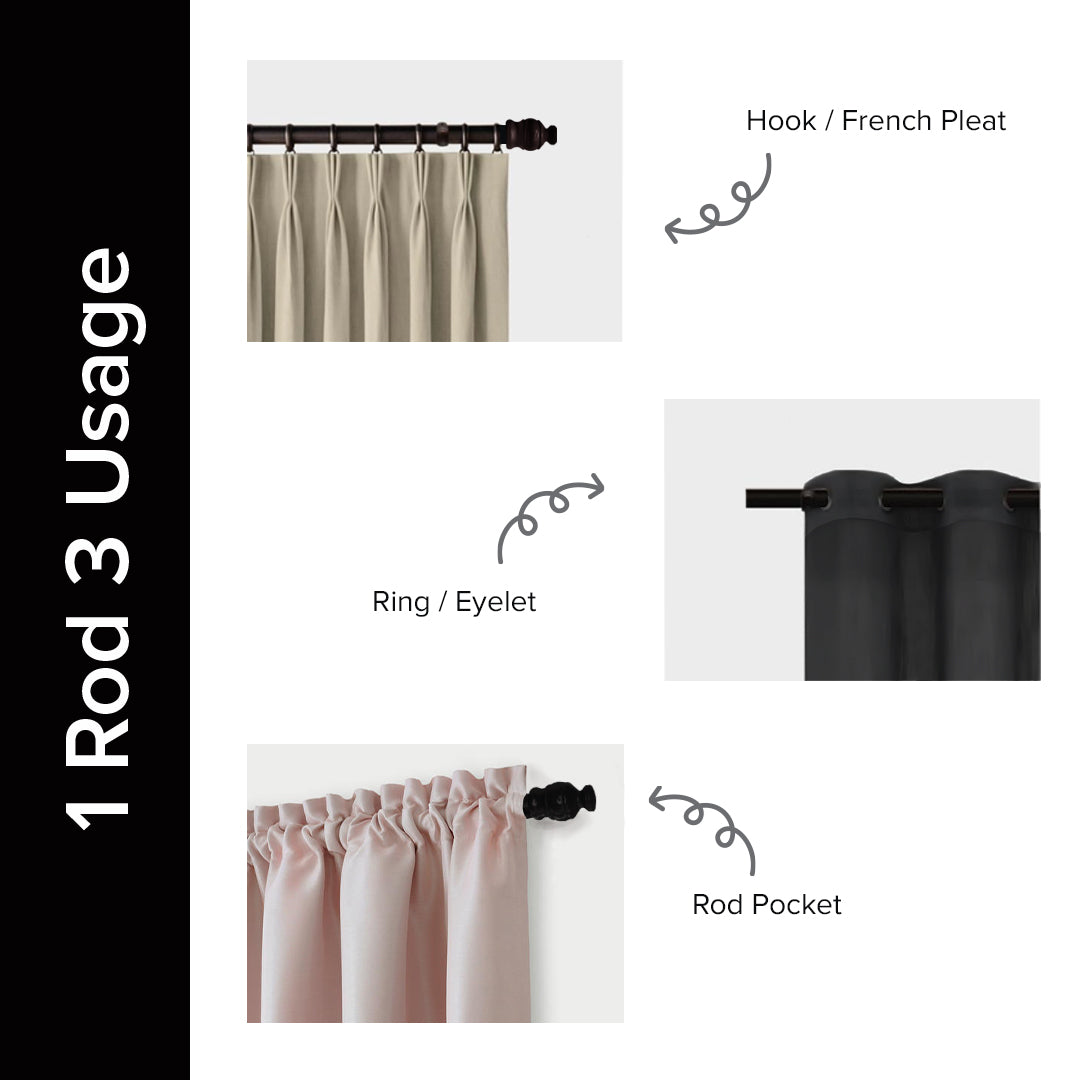 Cassedy Wooden Curtain Rod Double Complete Set