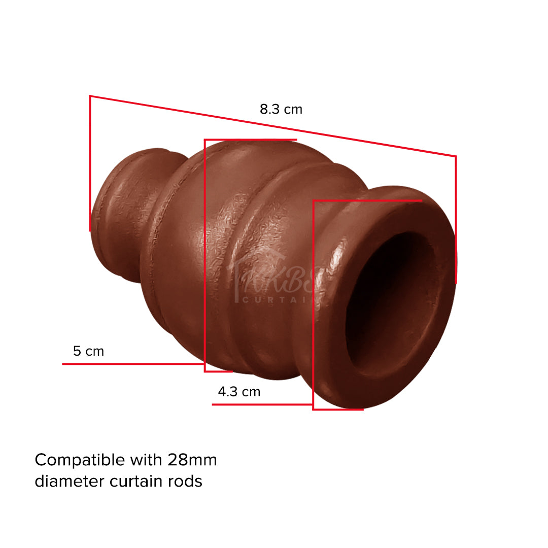 Cassedy Wooden Curtain Rod End Cap - Natural Mahogany