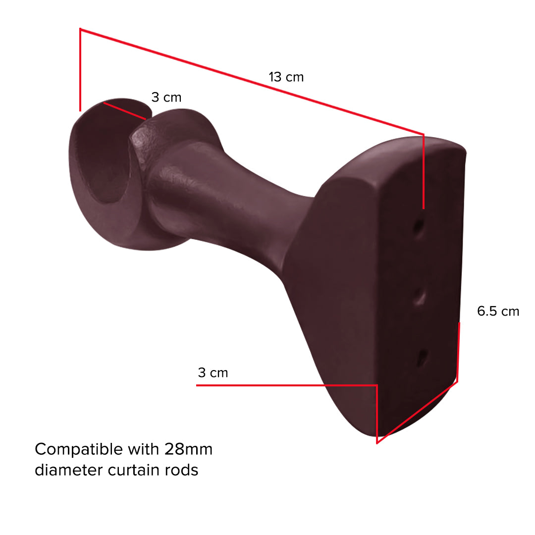 Cassedy Wooden Curtain Rod Single Bracket - Dark Merlot
