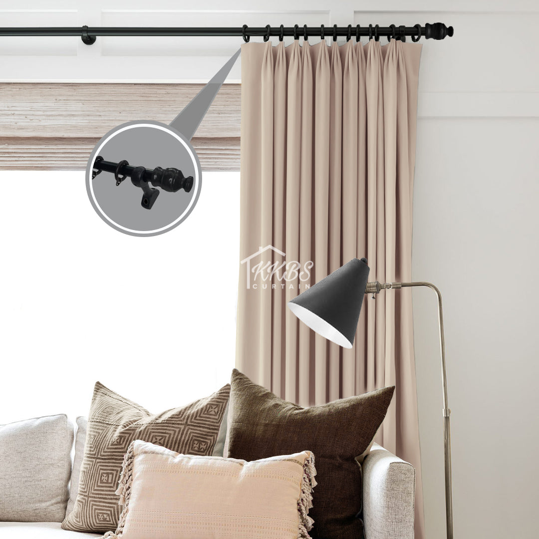 Cassedy Wooden Curtain Rod Double Complete Set