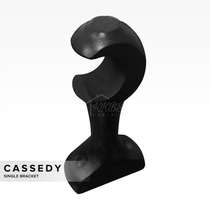 Cassedy Wooden Curtain Rod Single Bracket - Ebony Black