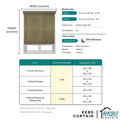 Rufino 100% Blackout Roller Blinds Custom Made