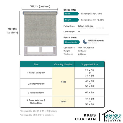 Yoneko 100% Blackout Roller Blinds Custom Made