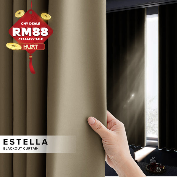 [RM88 HUAT HUAT DEALS] Estella 90 - 99% Blackout Curtain Ready Made