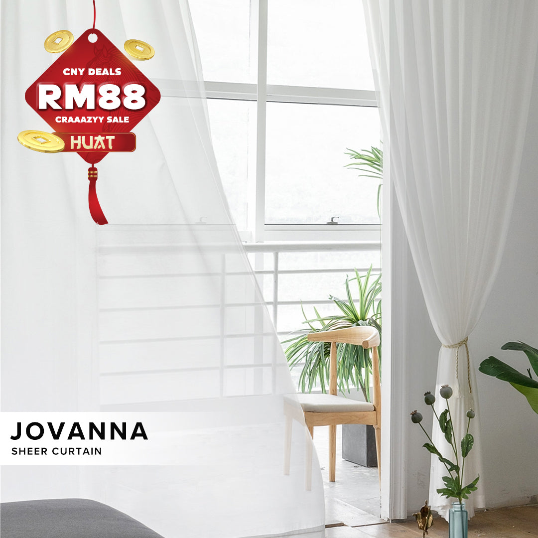 [RM88 HUAT HUAT DEALS] Jovanna Sheer Curtain Ready Made