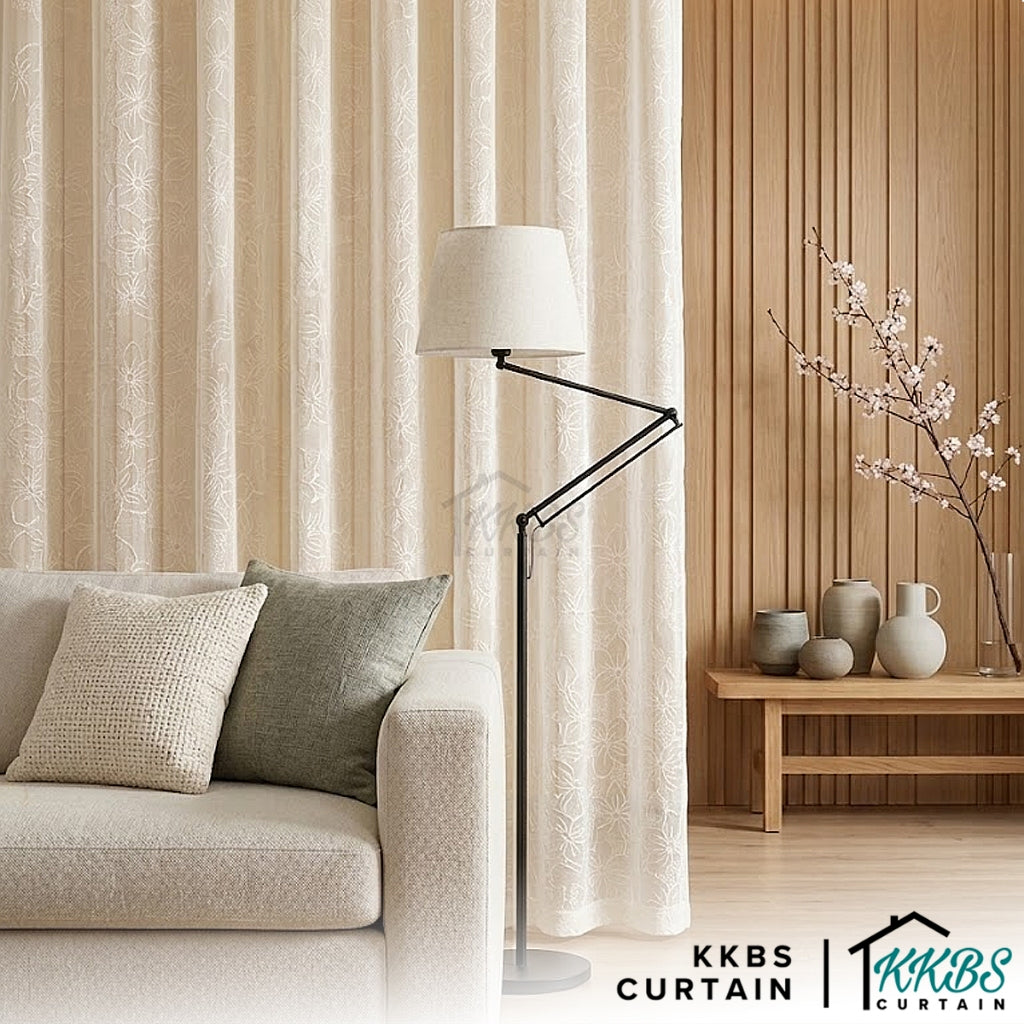Sakura Sheer Curtain / Net Curtain Ready Made French Pleat Hook &amp; Ring Eyelet
