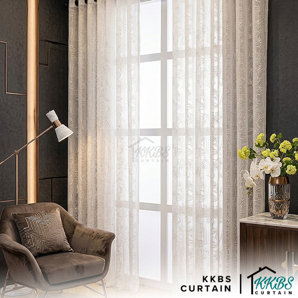 Sakura Sheer Curtain / Net Curtain Ready Made French Pleat Hook &amp; Ring Eyelet