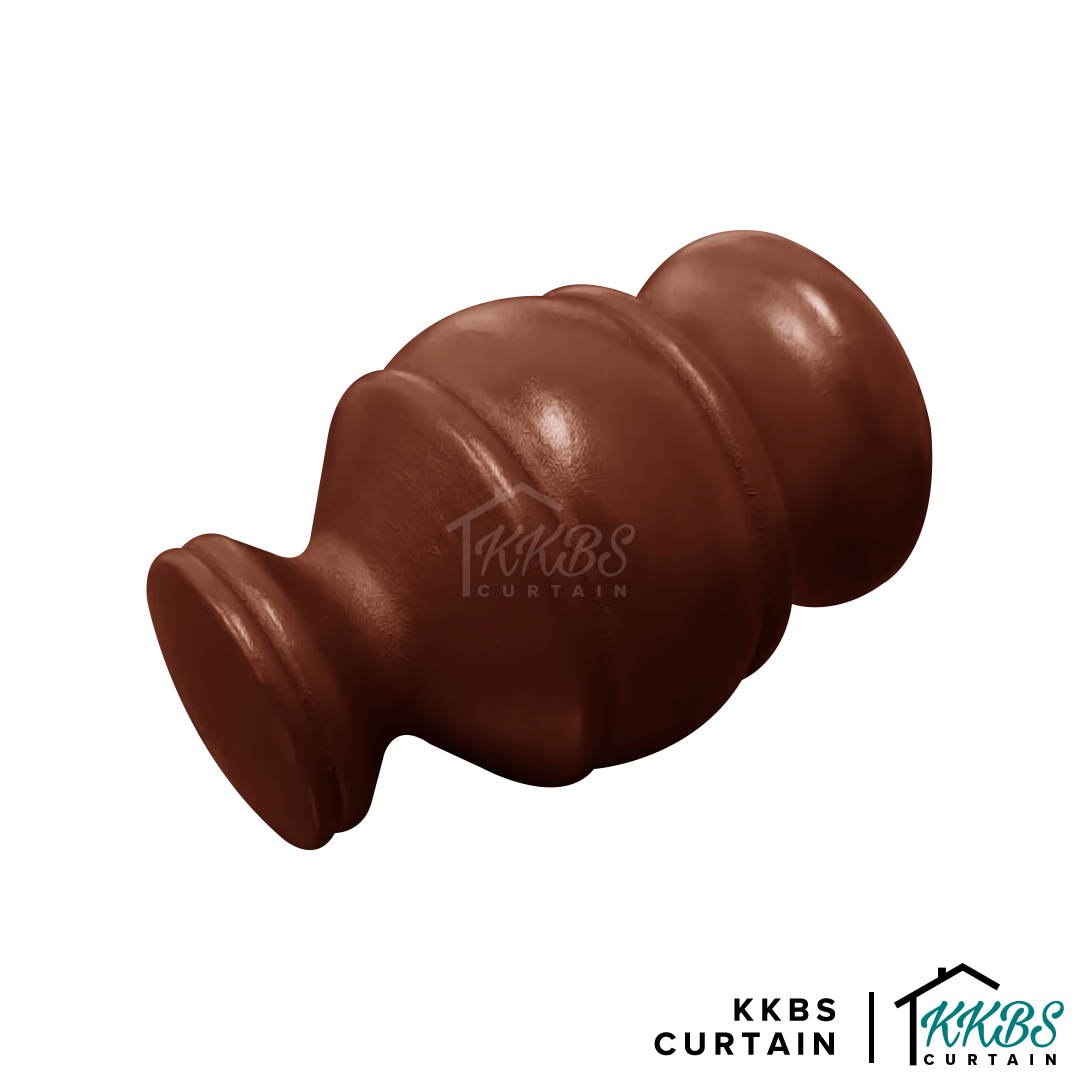 Cassedy Wooden Curtain Rod End Cap Natural Mahogany Colour