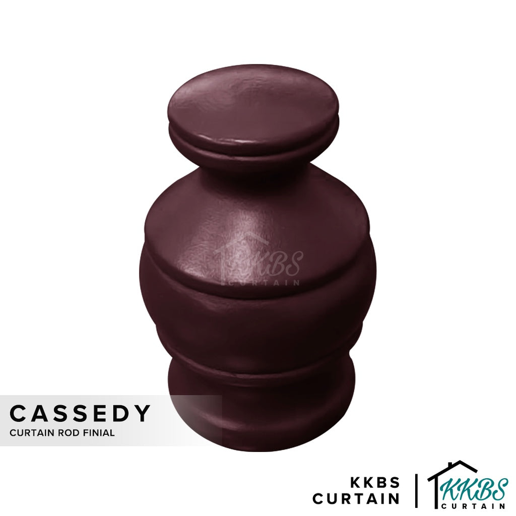 Cassedy Wooden Curtain Rod End Cap Dark Merlot Colour