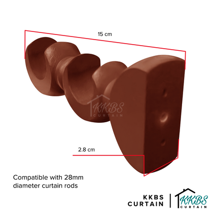 Cassedy Wooden Curtain Rod Double Bracket Natural Mahogany Colour