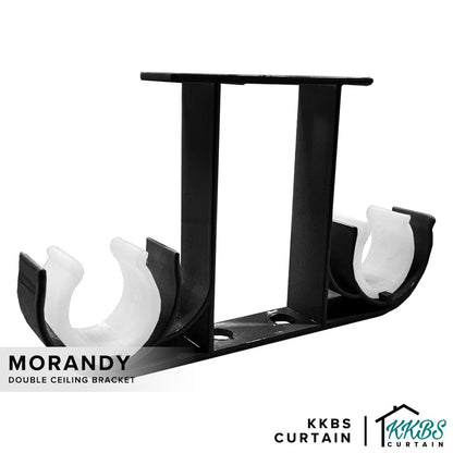 Morandy Curtain Rod Double Ceiling Bracket Obsidian Black