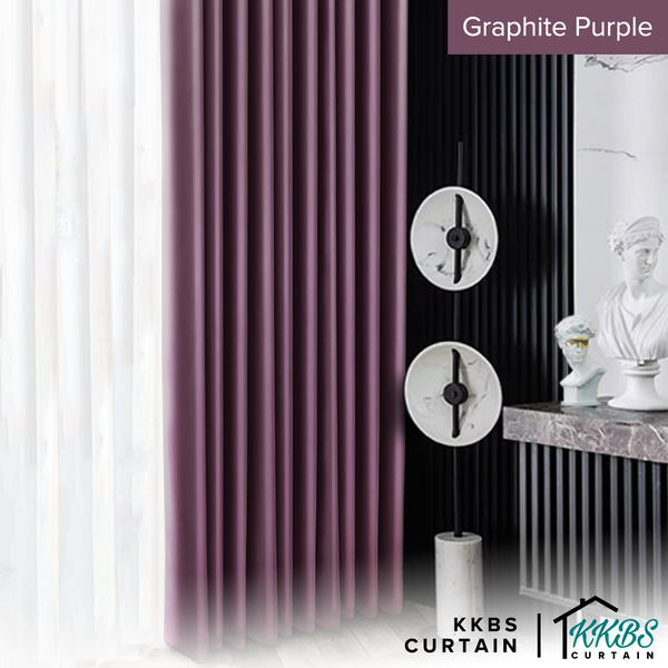 [BUY 1 FREE 1] Crystella Semi Blackout Curtain Ready Made